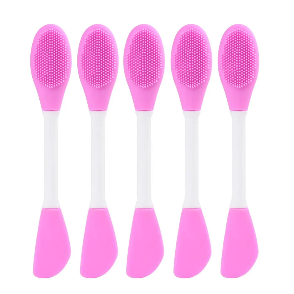 Karsyngirl 2/5Pcs Double Head Silicone Face Mask Brushes Facial Pore Cleaner Brush Mud Film Applicator Women Cleaning Tools