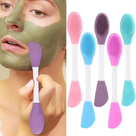 Karsyngirl 2/5Pcs Double Head Silicone Face Mask Brushes Facial Pore Cleaner Brush Mud Film Applicator Women Cleaning Tools