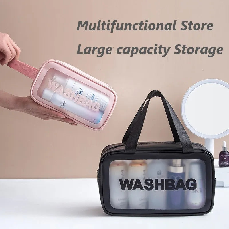 PU Women Travel Storage Bag Cosmetic Bag Makeup Bag Travel Organizer Bags Waterproof Washbag Transparent Cosmetic Cases