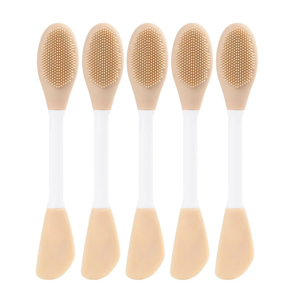 Karsyngirl 2/5Pcs Double Head Silicone Face Mask Brushes Facial Pore Cleaner Brush Mud Film Applicator Women Cleaning Tools