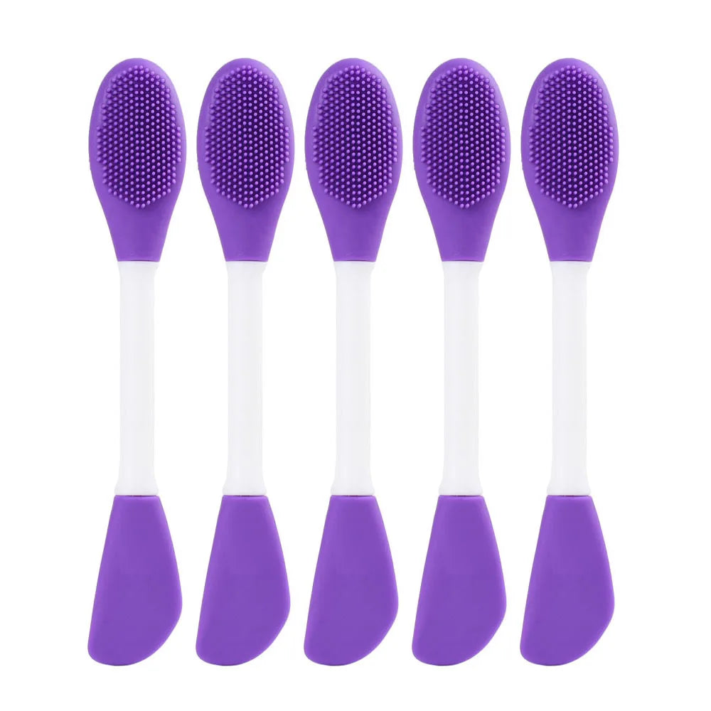 Karsyngirl 2/5Pcs Double Head Silicone Face Mask Brushes Facial Pore Cleaner Brush Mud Film Applicator Women Cleaning Tools