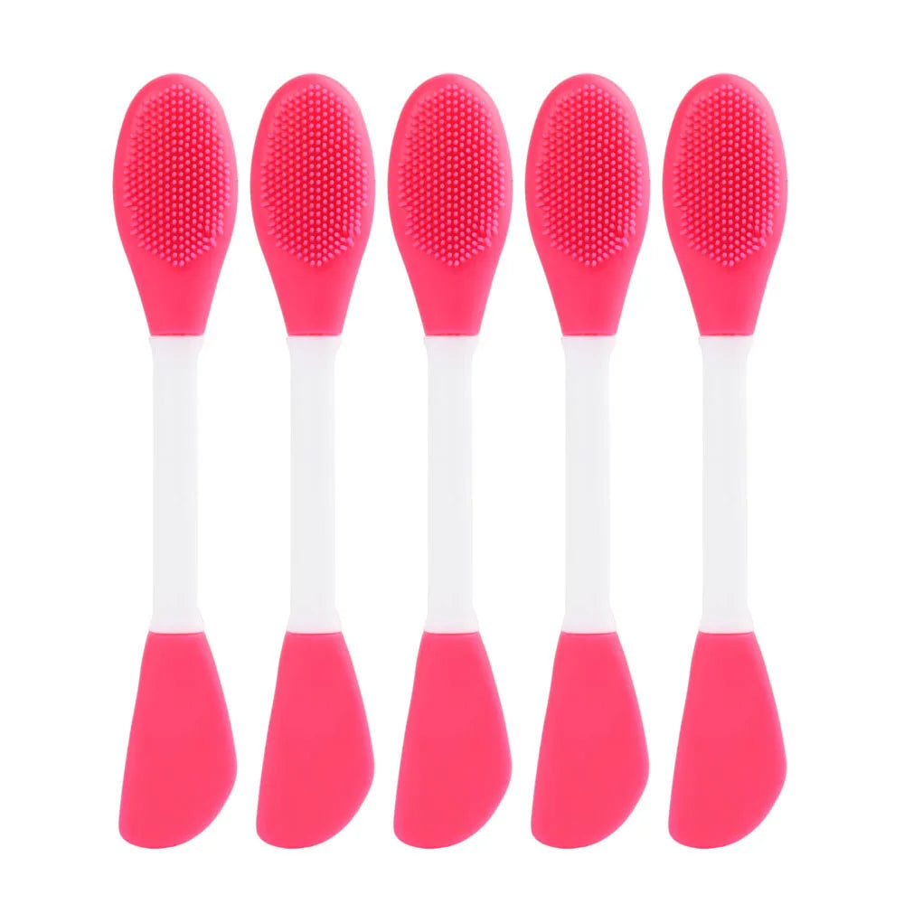 Karsyngirl 2/5Pcs Double Head Silicone Face Mask Brushes Facial Pore Cleaner Brush Mud Film Applicator Women Cleaning Tools