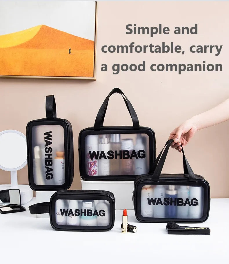 PU Women Travel Storage Bag Cosmetic Bag Makeup Bag Travel Organizer Bags Waterproof Washbag Transparent Cosmetic Cases